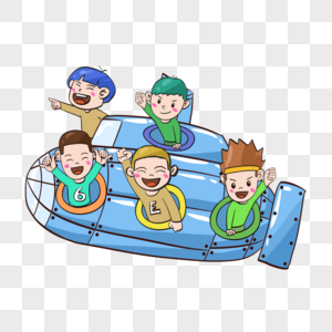 创意手绘六一儿童节游乐场潜艇图片