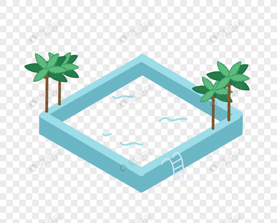 夏日泳池边框PNG图片