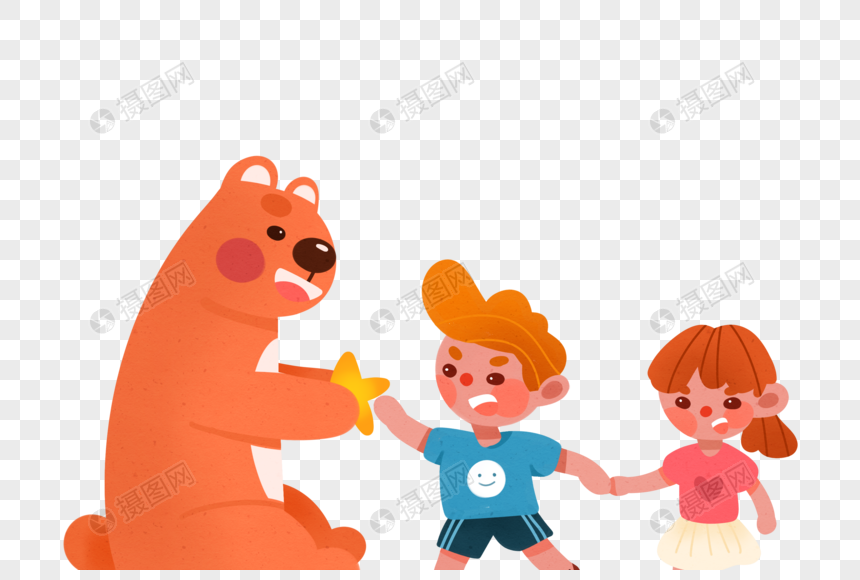 孩子和小熊图片