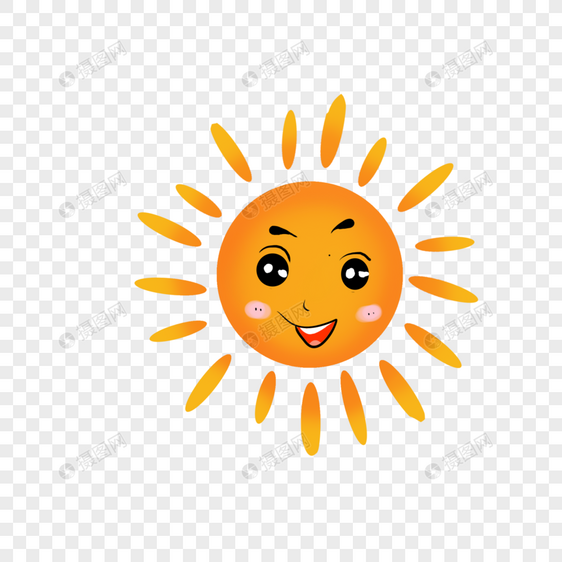 卡通大眼睛笑脸太阳插图图片