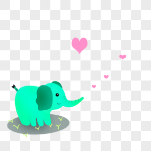 蓝色喷出爱心的大象图片
