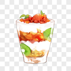 水果酸奶杯食物奶昔杯高清图片