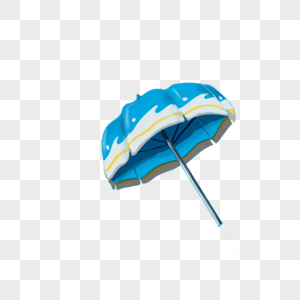 手绘卡通蓝白海浪太阳伞免抠图元素立夏图片