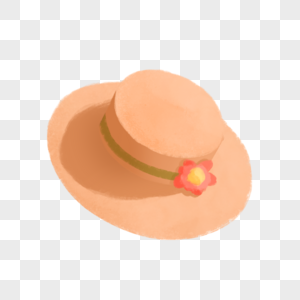 手绘卡通黄色小花手绘卡通平顶太阳帽素材