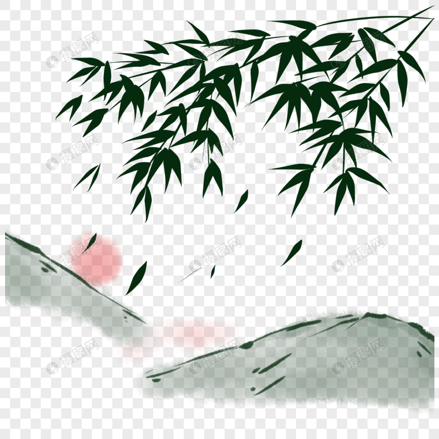 竹子与山水图片