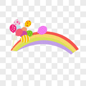 创意手绘美丽的彩虹和气球图片