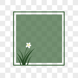 中国风古风绿色花正方形简约边框图片