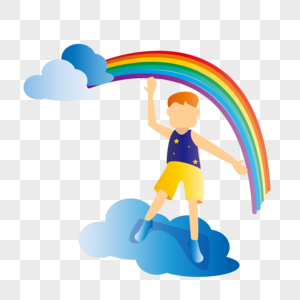 扁平化儿童节彩虹图片