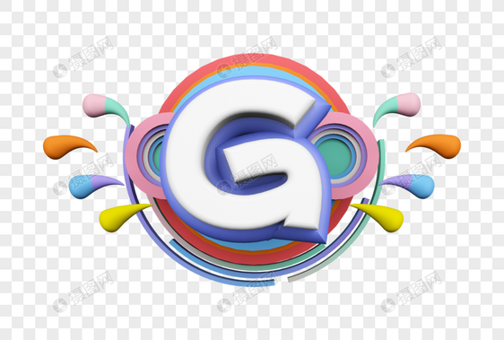 立体英文字母G图片