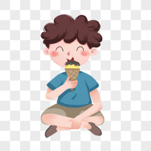 男孩吃冰淇淋图片