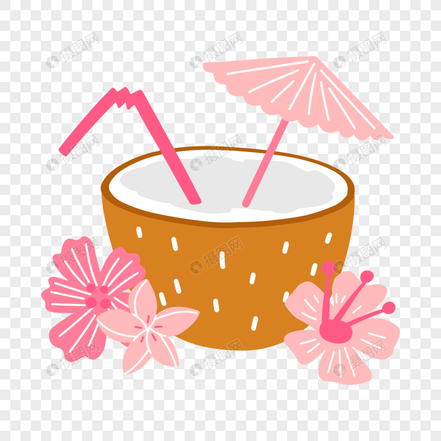 矢量粉色椰子汁图片