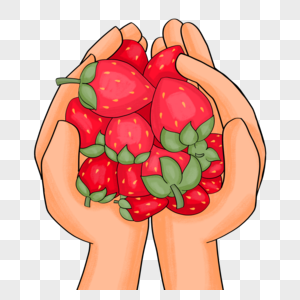 手绘手捧草莓图片