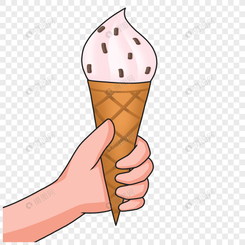 手绘手拿冰淇淋图片