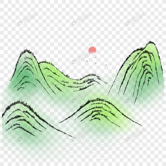 中国风青绿山水图片