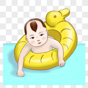 夏日学游泳的宝宝图片