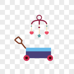 手绘儿童玩具小车和铃铛图片