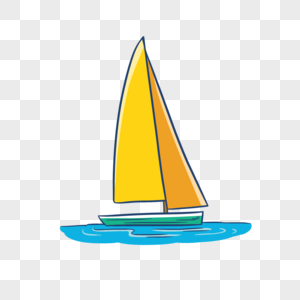 手绘帆船乘风破浪的帆船高清图片