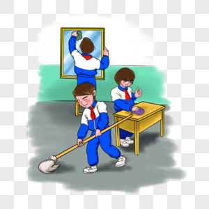 小学生打扫卫生图片