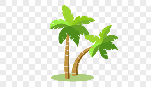 椰子树沙滩害卡通高清图片