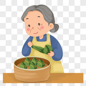 端午节包粽子的老奶奶图片素材