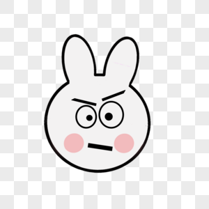 手绘一只皱眉的可爱卡通兔子图片