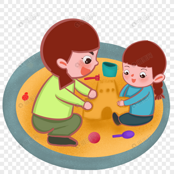 陪孩子玩沙雕的母亲图片