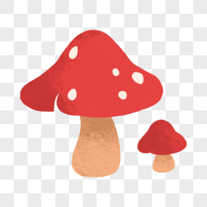 两个红色的蘑菇图片