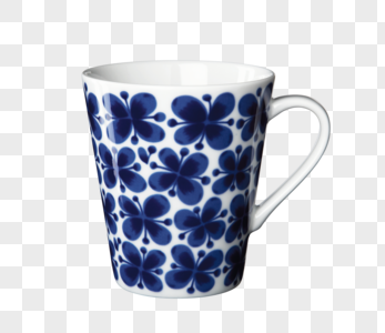 蓝色花朵图案茶杯图片