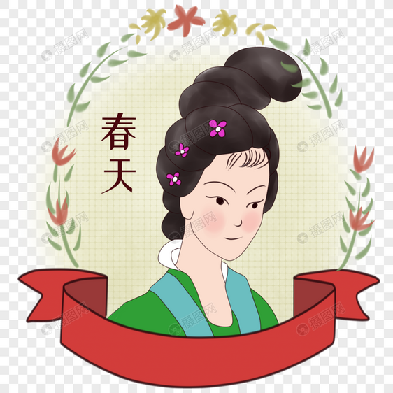 古代美女和花环图片