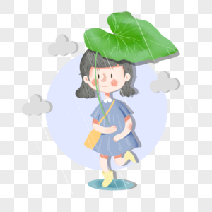 荷叶暴雨躲雨高清图片