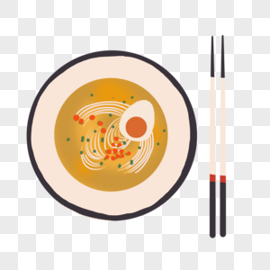 大碗拉面加蛋和一双筷子图片