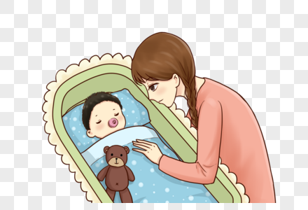 负重母子妈妈哄宝宝睡觉素材