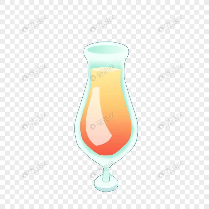 手绘卡通立夏玻璃杯橙色渐变鸡尾酒图片