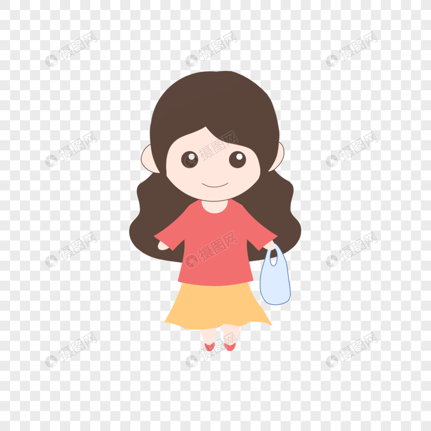 手绘卡通母亲节买菜的妈妈