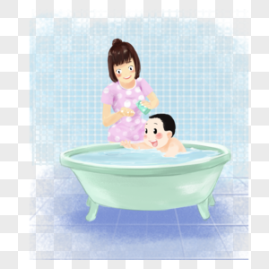 母亲与小孩父与子洗澡高清图片