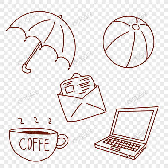 雨伞笔记本咖啡信封图片