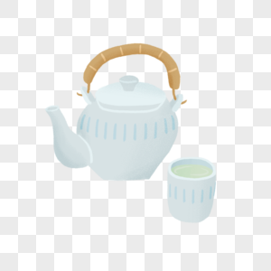 小清新手绘茶具元素图片