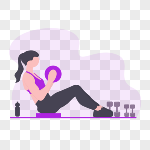扁平化女性健身房健身插画图片