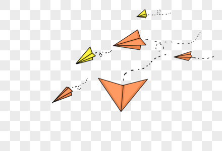 彩色纸飞机橘色卡通高清图片