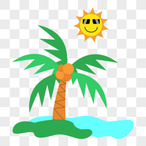 海边椰子树太阳图片