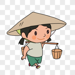 劳动者港湾挑水的大姐素材