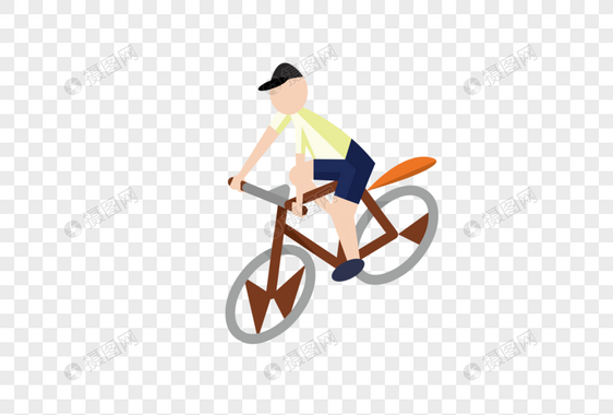 AI矢量图扁平化人物骑单车的男孩运动男孩图片