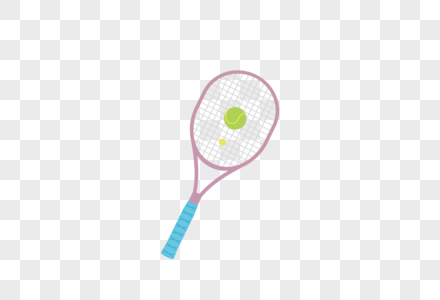 AI矢量图扁平化卡通网球拍网球运动元素图片