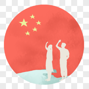 手绘五四青年节青年敬礼国旗图片图片