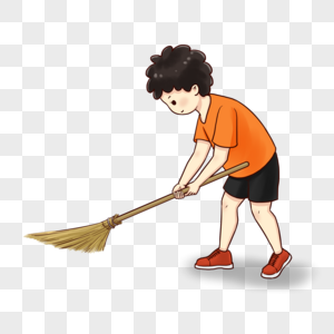 扫地插画图片