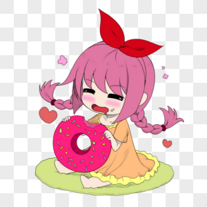 吃甜甜圈的女孩图片