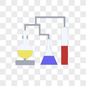 手绘卡通小清新创意简约黄蓝红组合烧杯链接素材免抠图片