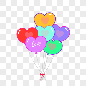 彩色心形气球图片
