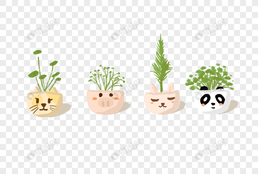 小动物花盆里的植物图片