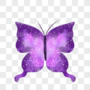夏天星空蝴蝶紫色渐变星星白色手绘装饰图案图片